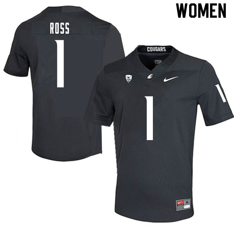 Women #1 Tyrese Ross Washington State Cougars College Football Jerseys Sale-Charcoal - Click Image to Close